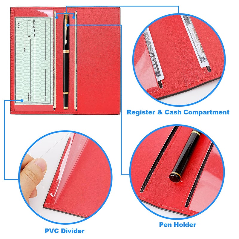 CASMONAL Premium Leather Checkbook Cover for Men and Women Checkbook Holder Wallet RFID Blocking - Image 3